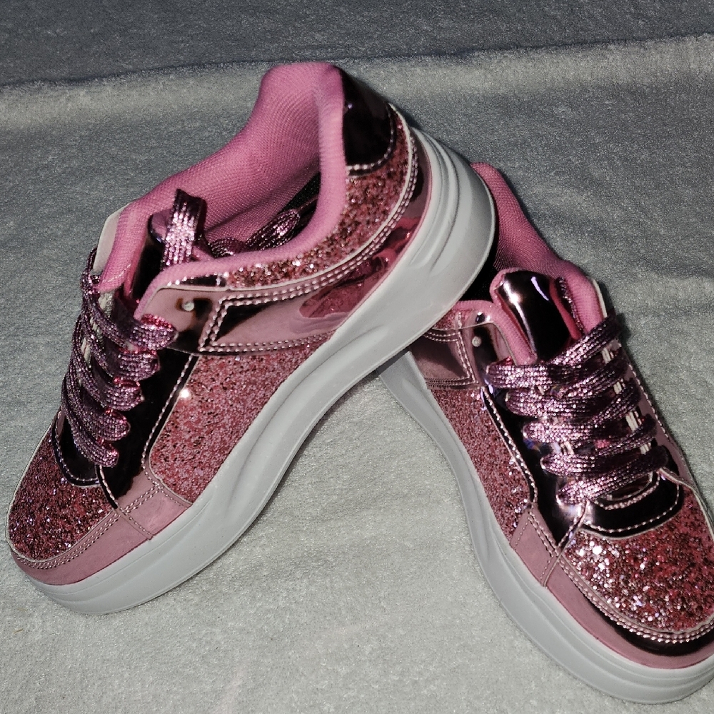 Unbranded Sparkling Pink Women's/Girls Sneakers Size 4.5-5 New